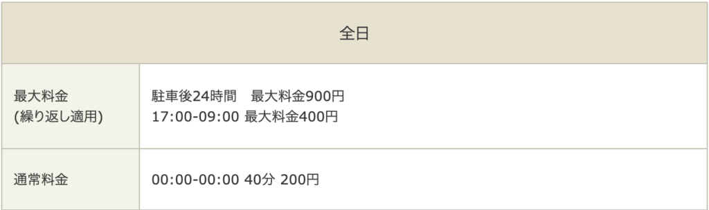 タイムズ西所沢第５料金表