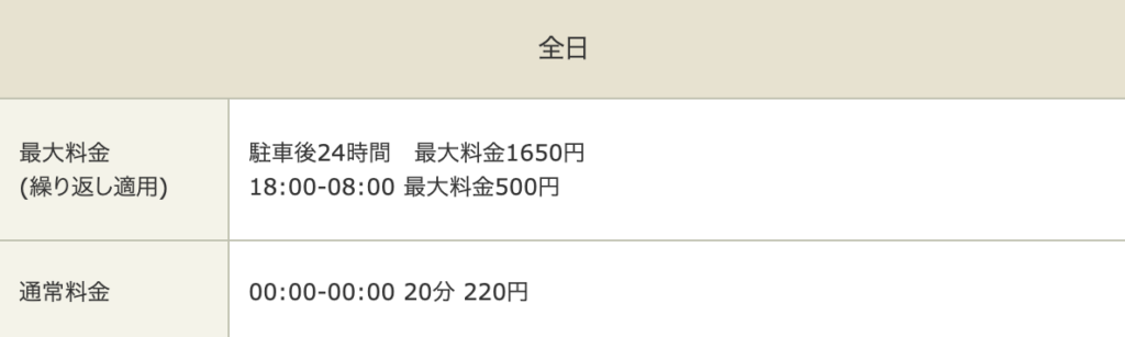 タイムズ飛鳥公園前料金表