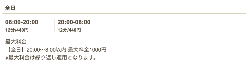 三井のリパーク 三田３丁目駐車場の料金表