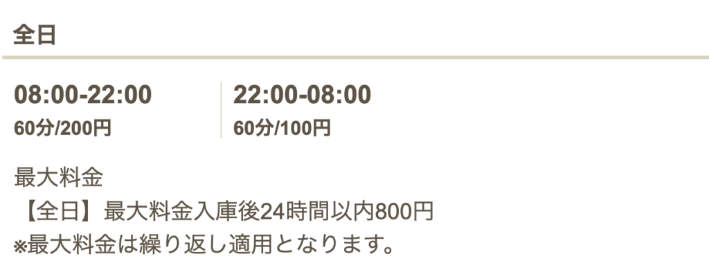 三井のリパーク三国ヶ丘駅前駐車場の料金表