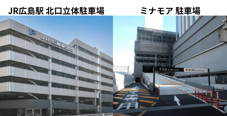 JR広島駅 北口立体駐車場、ミナモア 駐車場