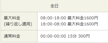 タイムズ祇園四条料金表