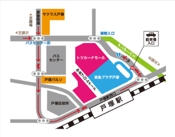 トツカーナモール駐車場への案内図
