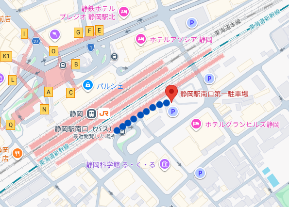 静岡駅南口第一駐車場経路マップ